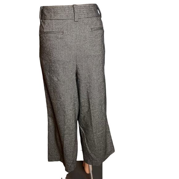 Talbots New With Tag Cropped Wide Leg Pants 12 Herringbone Wool Blend Preppy - Picture 4 of 7
